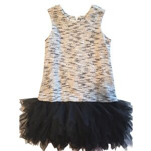 Egg by Susan Lazar Black White Tweed Tulle Dress Girls‎ Size 2 Sparkle